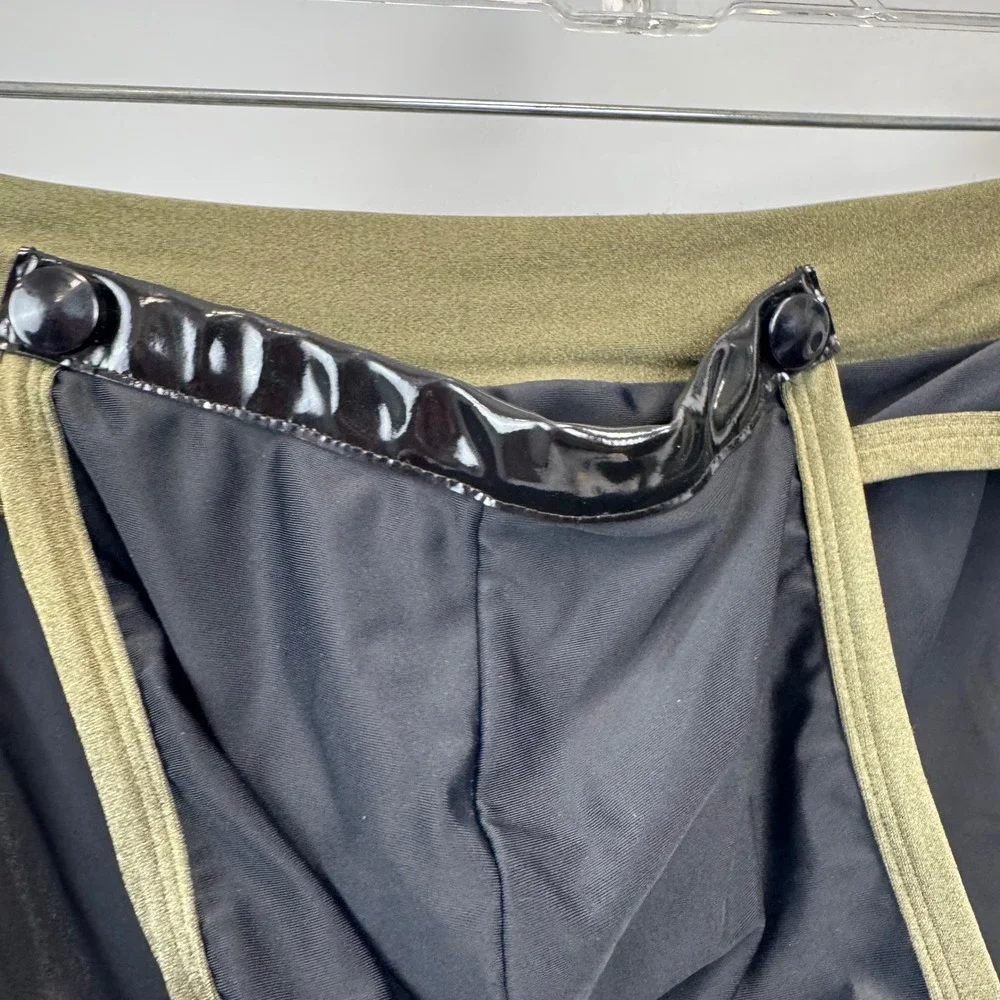 Modus Vivendi Mens Snap Front Pouch Swim Briefs Olive Green Black XL Made Greece